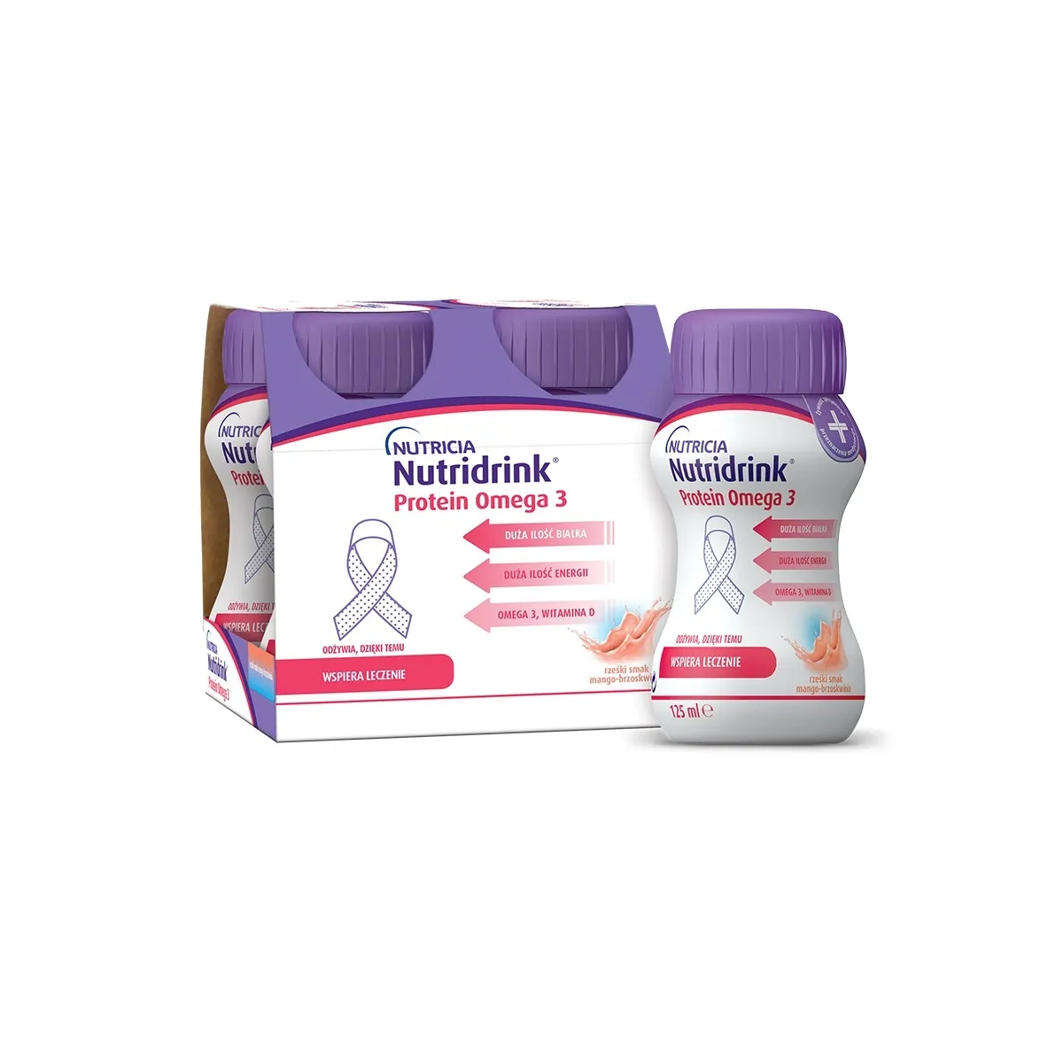 NUTRIDRINK Protein Omega-3 ar persiku-mango garšu 125 ml, 4 gab - Produkta attēls