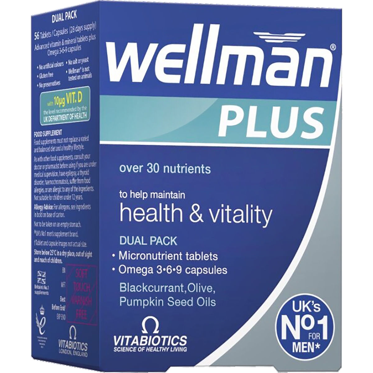 Wellman® Plus Omega 3-6-9, 28 tabletes un 28 kapsulas - Produkta attēls