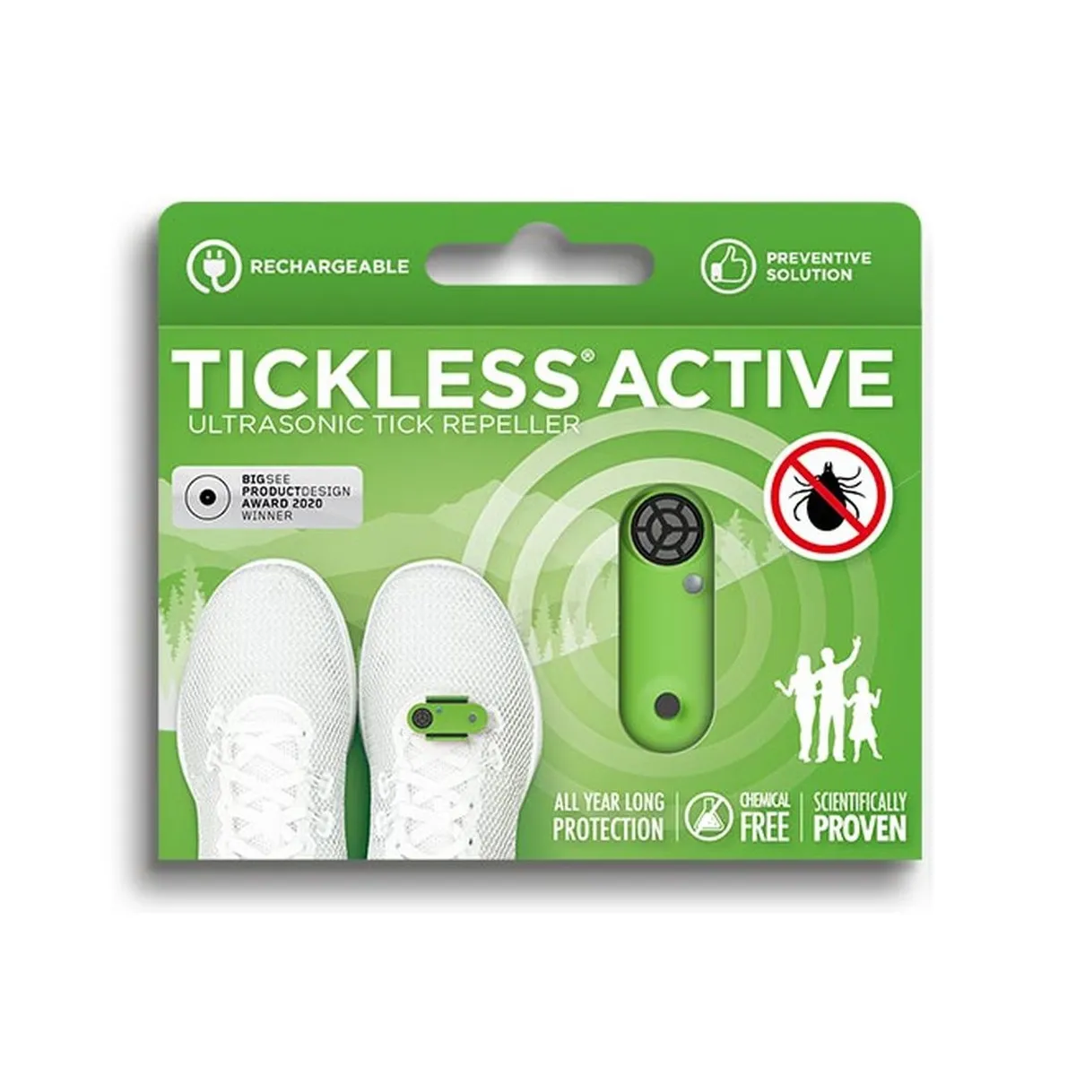 Tickless Active ultraskaņas repelenta ierīce, zaļa (USB lādējama) - Produkta attēls