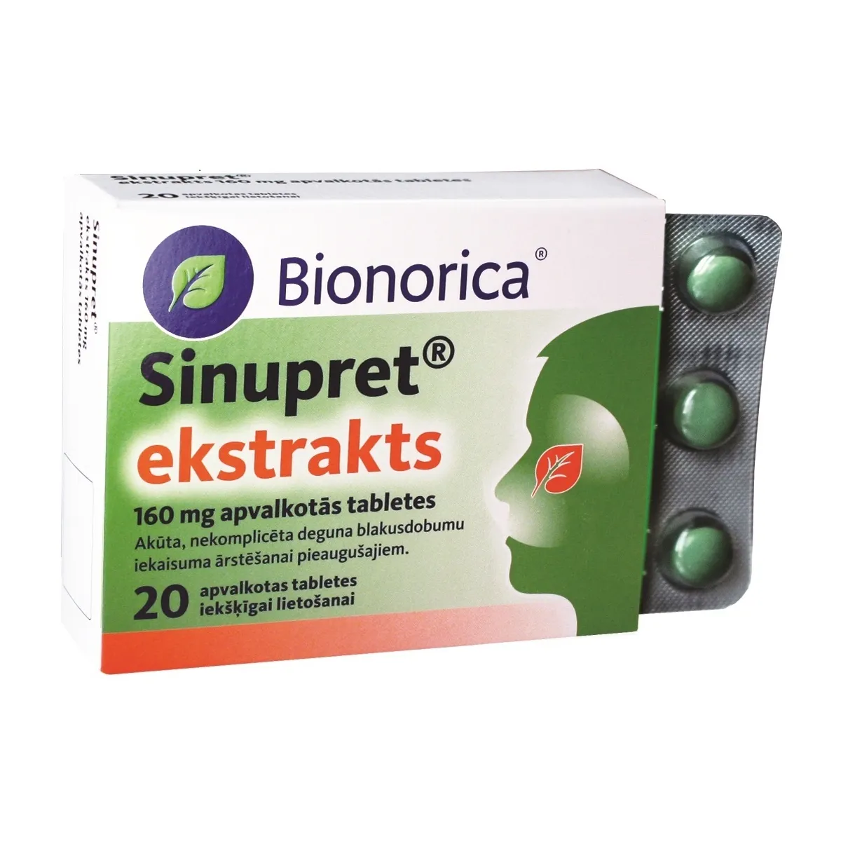 SINUPRET® ekstrakts 160 mg tabletes, 20 gab - Produkta attēls