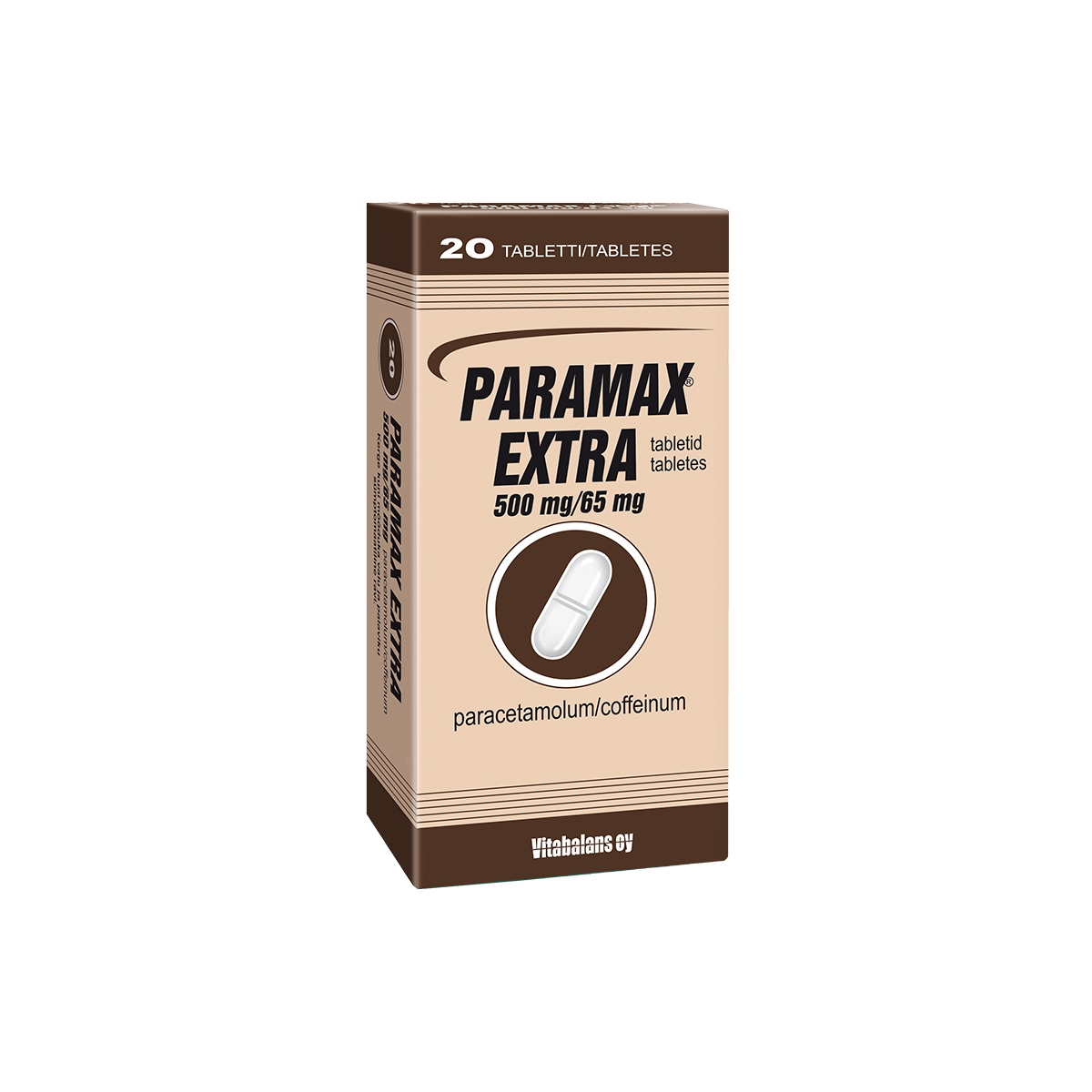 PARAMAX Extra 500 mg/ 65 mg tabletes, 20 gab. - Produkta attēls