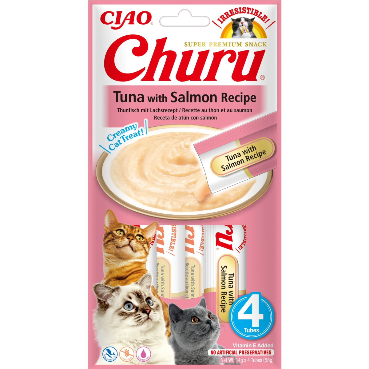Churu biezenis kaķiem, tuncis&lasis 56g (14gx4) N12 - Produkta attēls