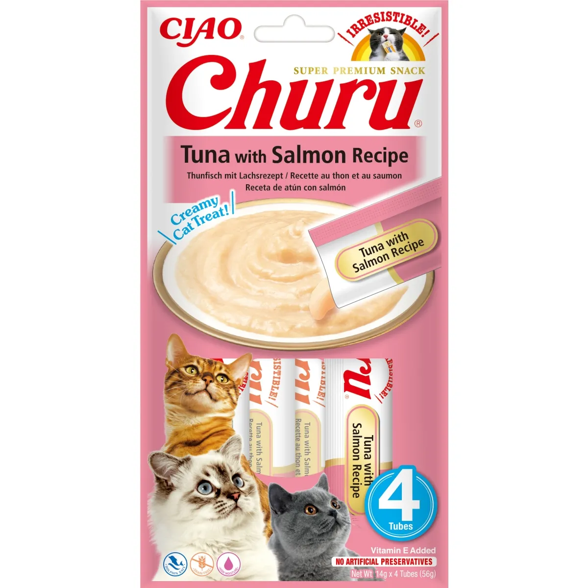 Churu biezenis kaķiem, tuncis&lasis 56g (14gx4) N12 - Produkta attēls