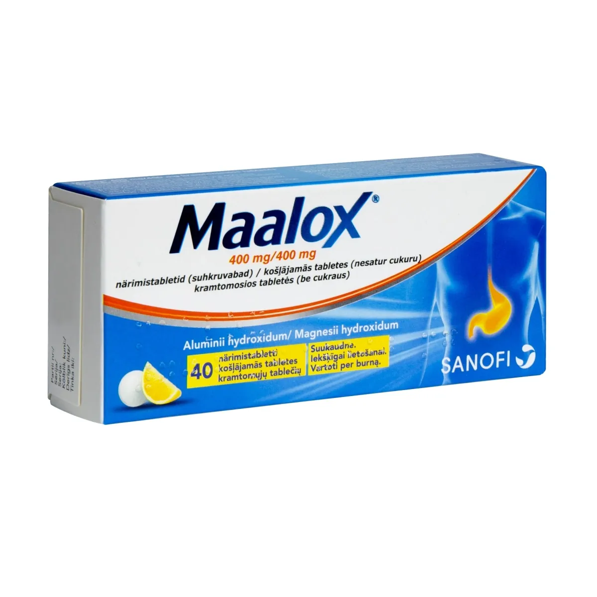 MAALOX 400 mg tabletes, 40 gab. - Produkta attēls