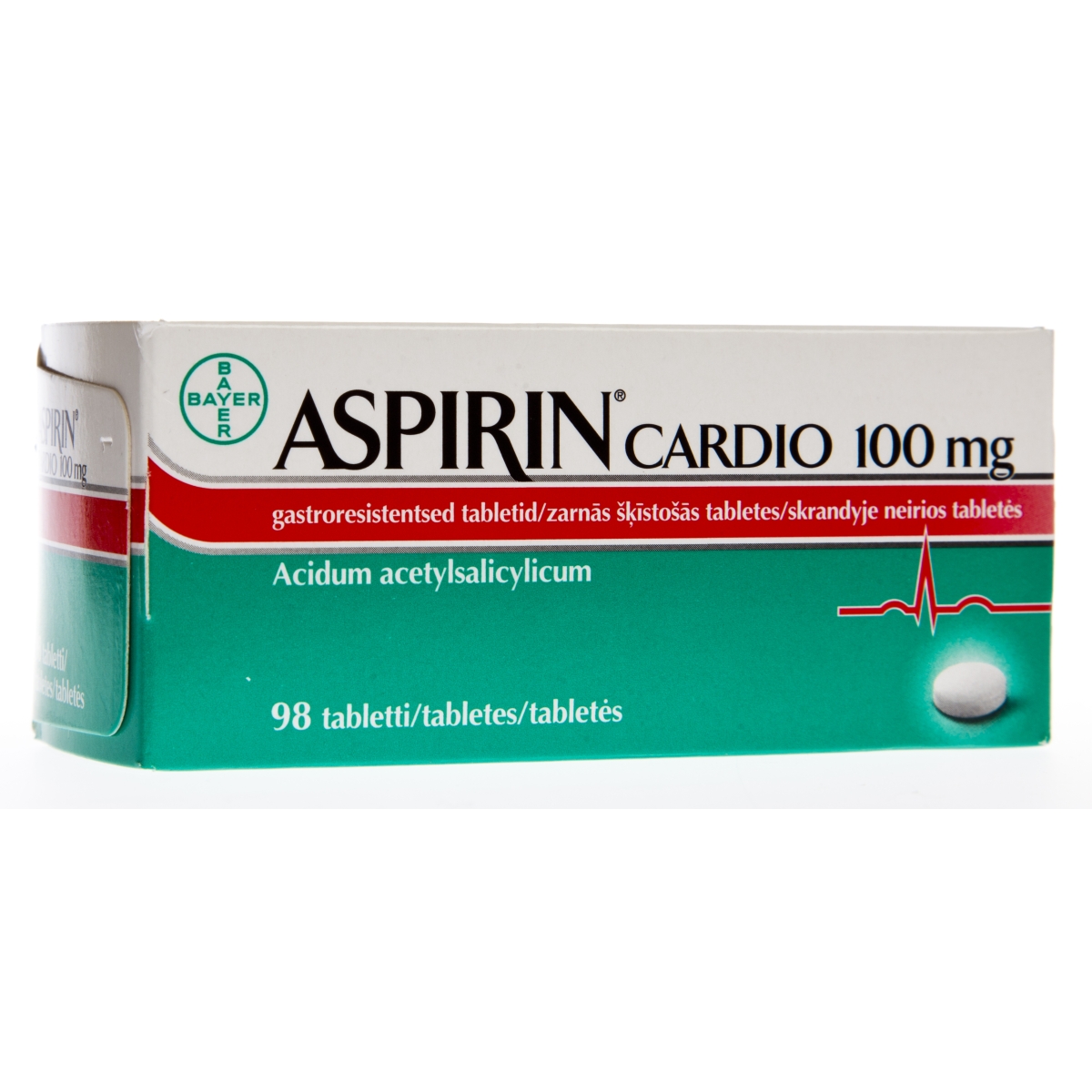 ASPIRIN Cardio 100 mg tabletes, 98 gab. - Produkta attēls