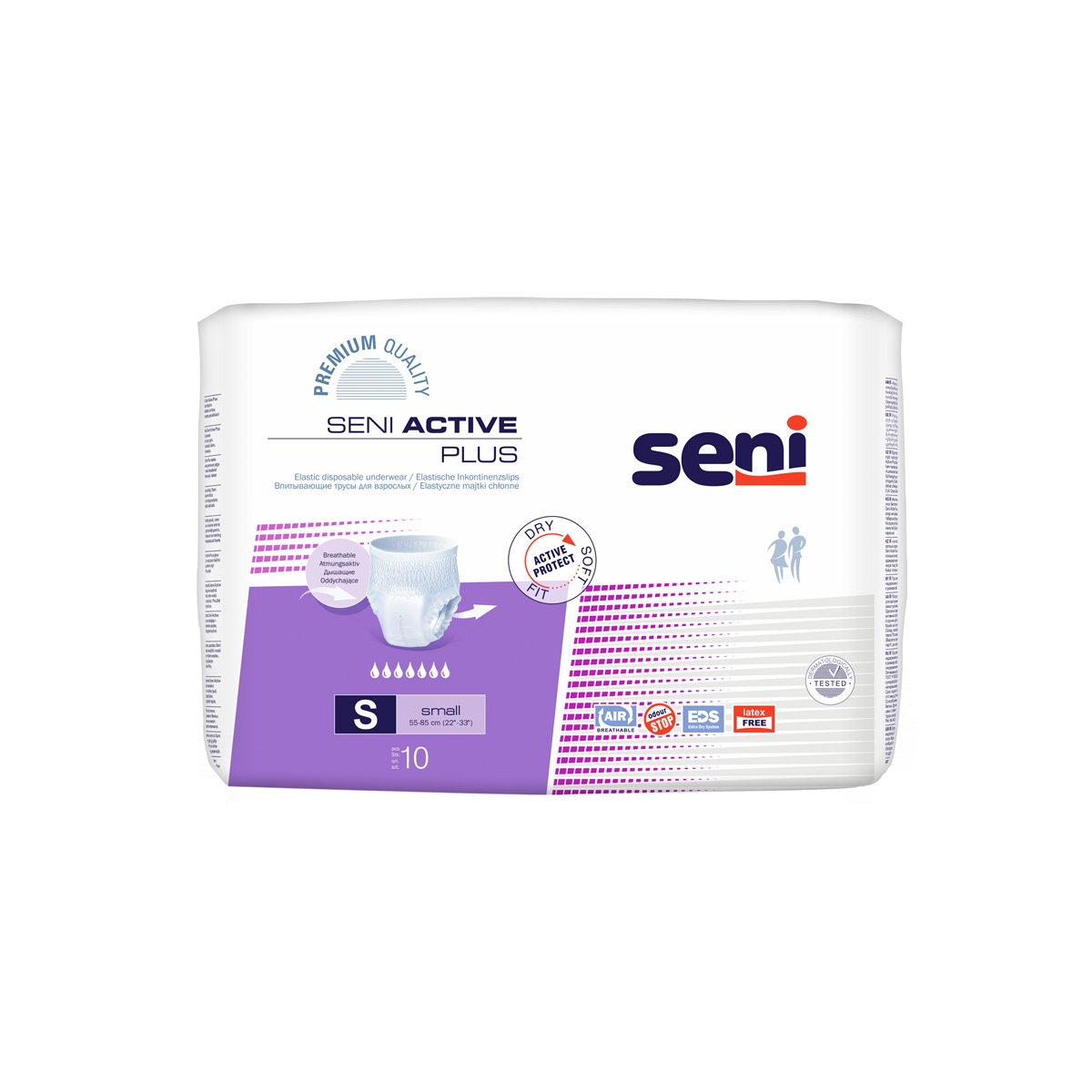 SENI ACTIVE PLUS biksītes pieaugušajiem, S izmērs (55-85 cm), 10 gab. - Produkta attēls