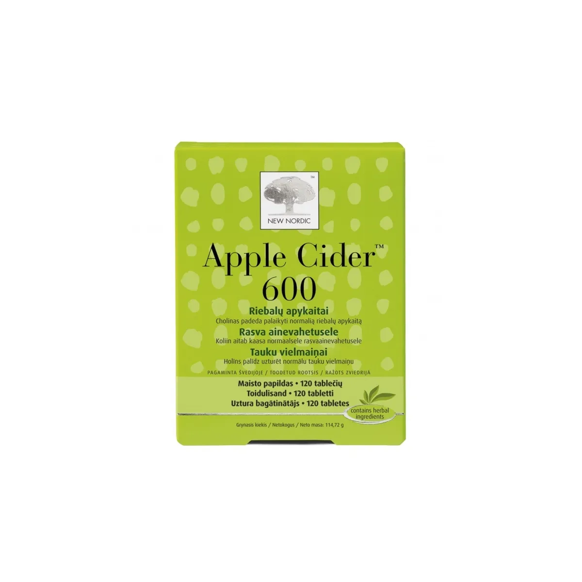 NEW NORDIC Apple cider tabletes, 120 gab. - Produkta attēls