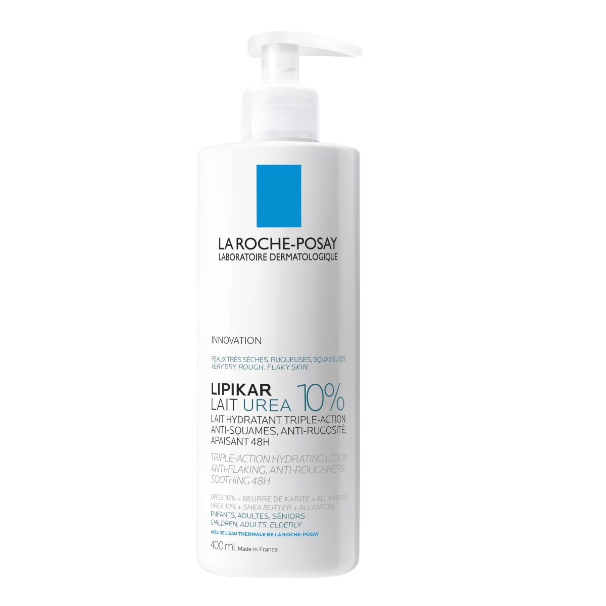 LA ROCHE-POSAY Lipikar Lait UREA 10% mitrinošs losjons, 400 ml - Produkta attēls