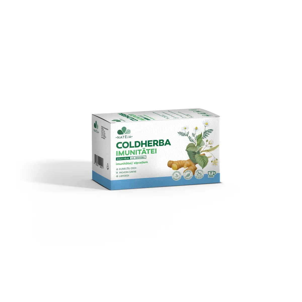 NATĒJA Coldherba Imunitātei ar ingveru, zāļu tēja, N20 - Produkta attēls