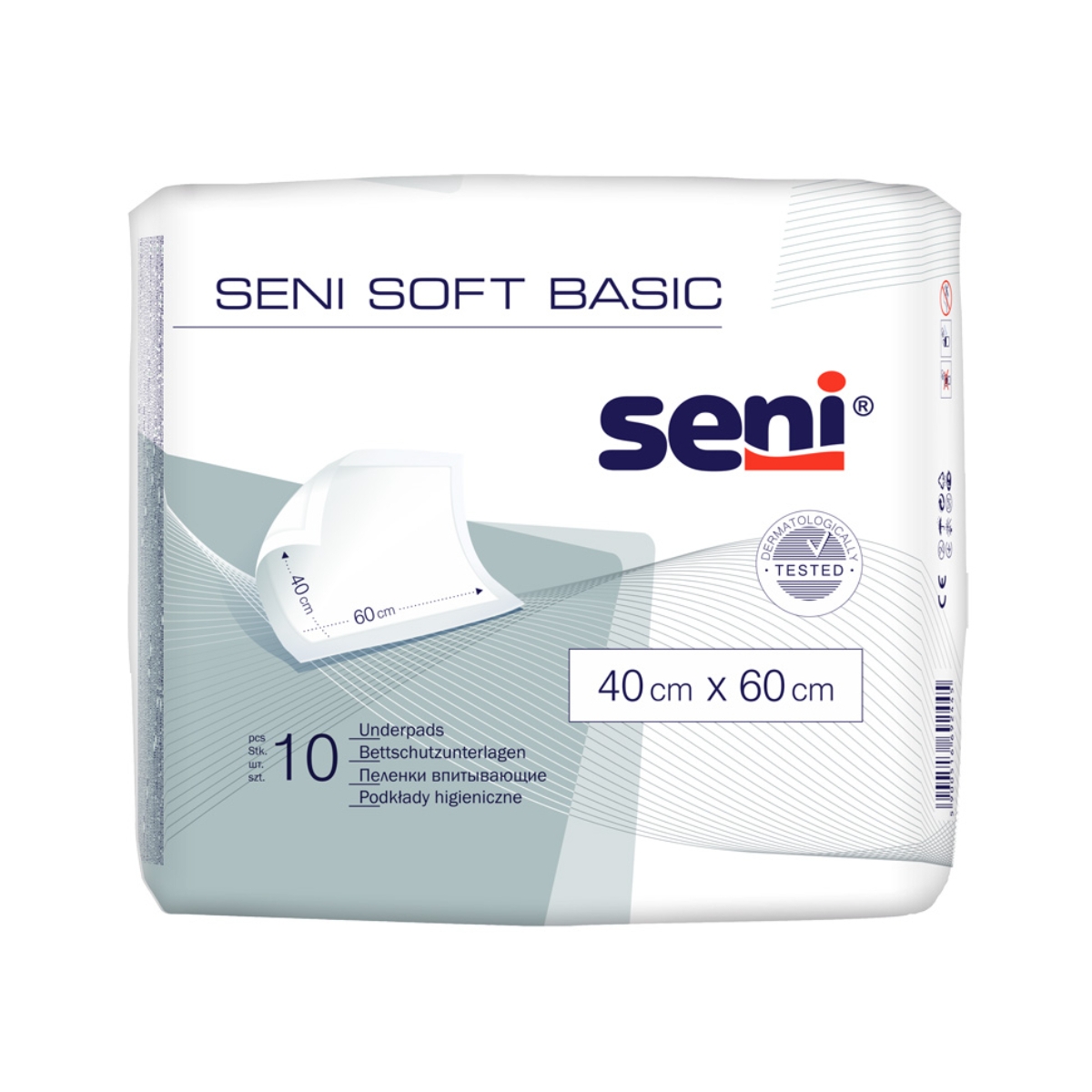 SENI SOFT BASIC absorbējošie paladziņi, 40x60 cm, 10 gab. - Produkta attēls