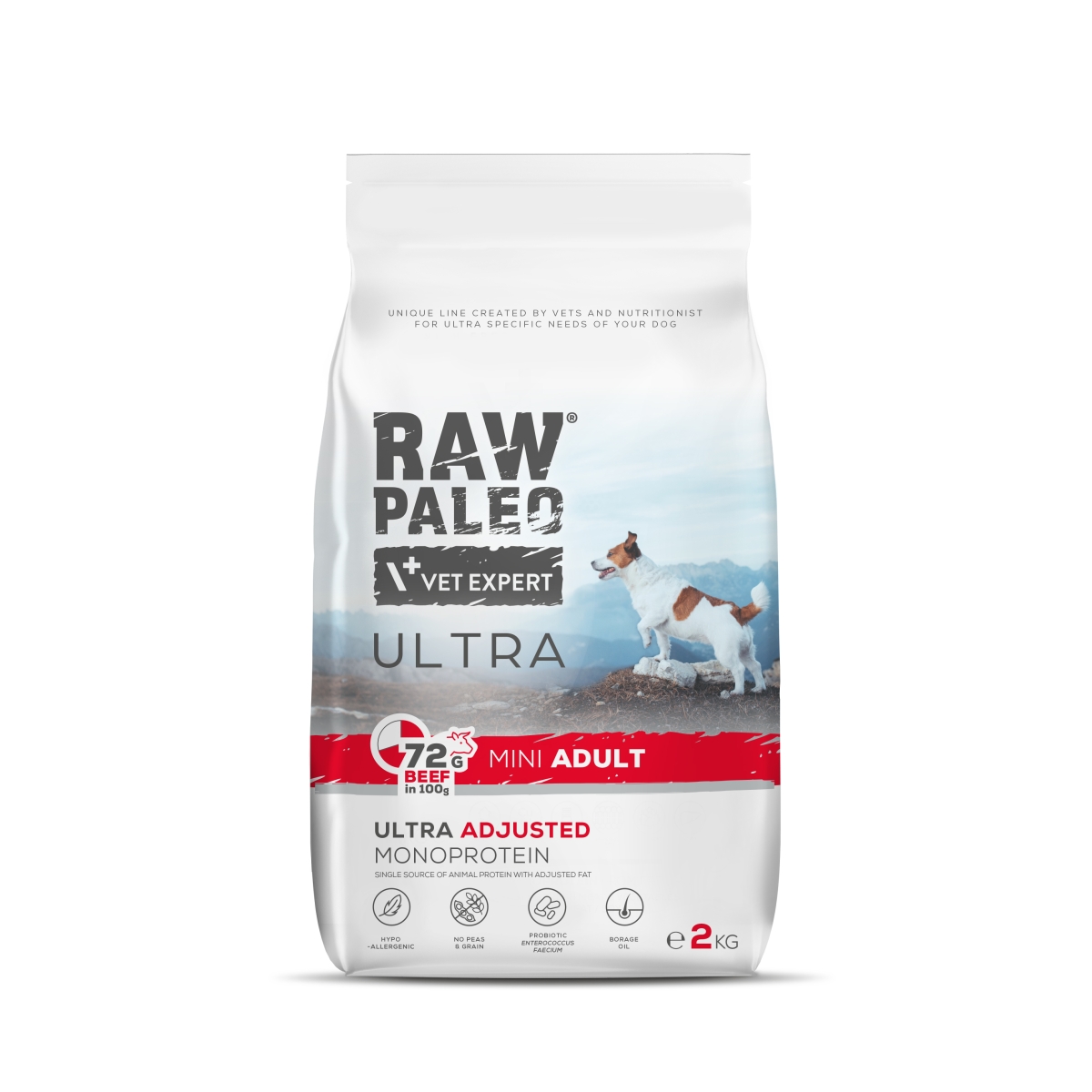 RAW PALEO ULTRA SUŅU SAUSĀ B MINI LIELLOPS 2KG - Produkta attēls