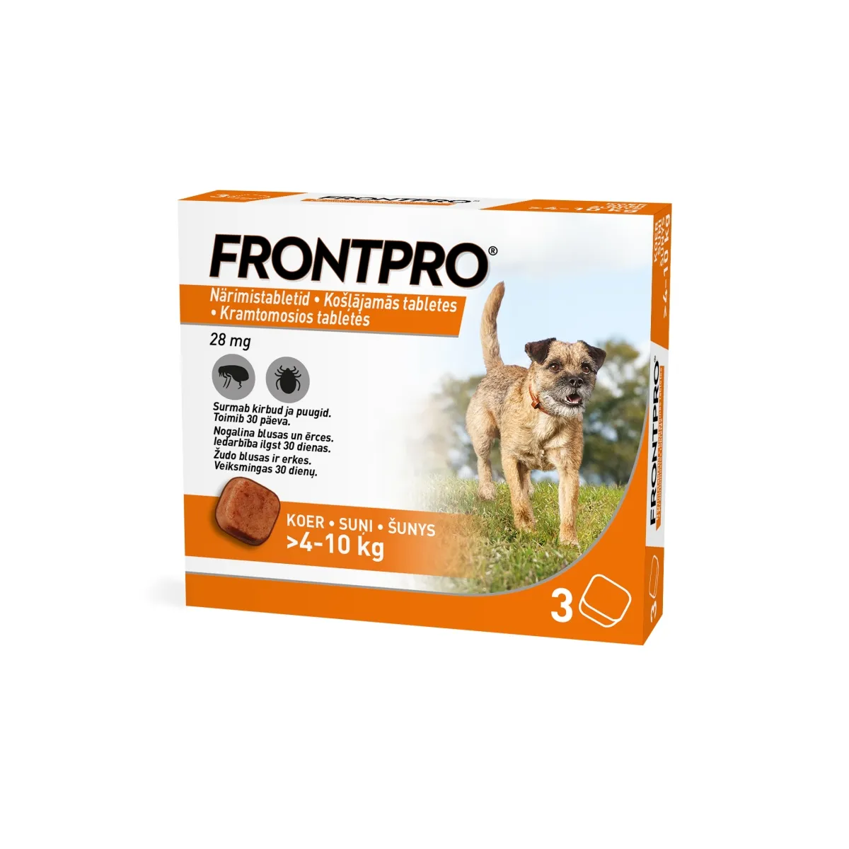 FRONTPRO 28mg košļājamās tabletes suņiem >4-10kg N3 - Produkta attēls