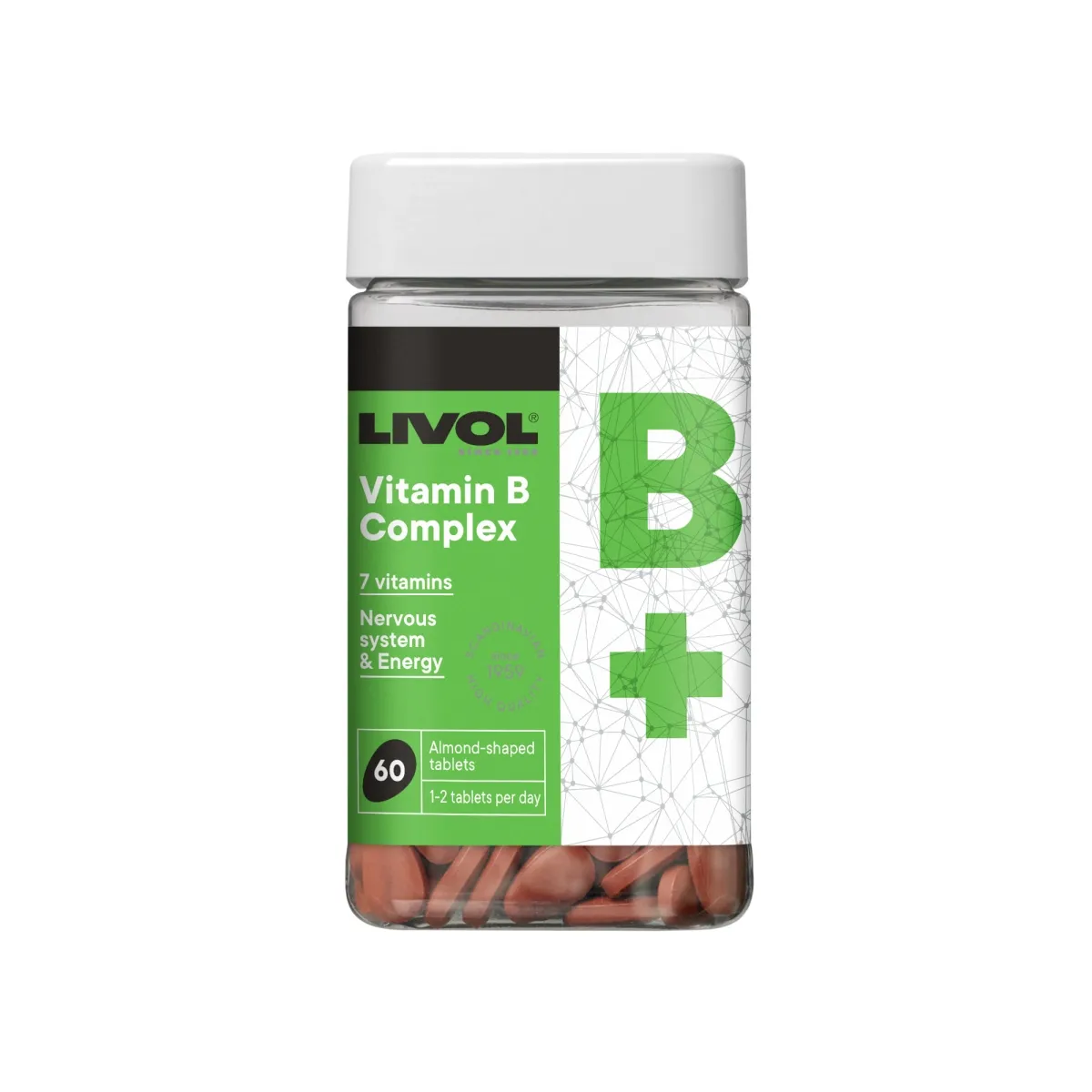 LIVOL Vitamīnu B komplekss tabletes, 60 gab - Produkta attēls