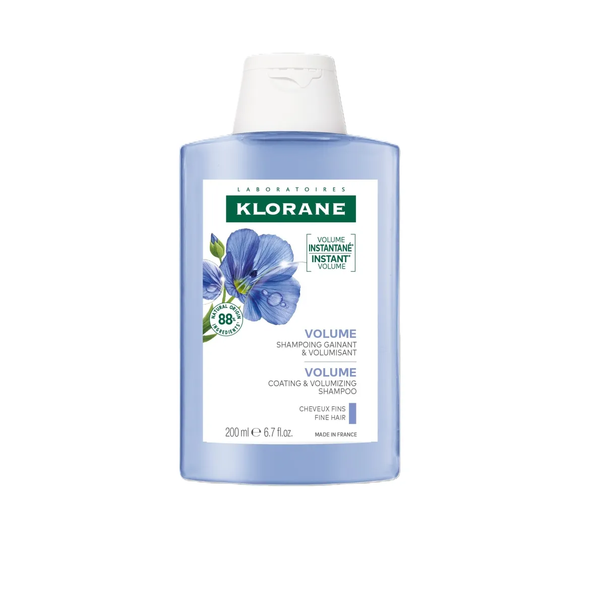KLORANE šampūns ar linu šķiedru ekstraktu, 200 ml - Produkta attēls