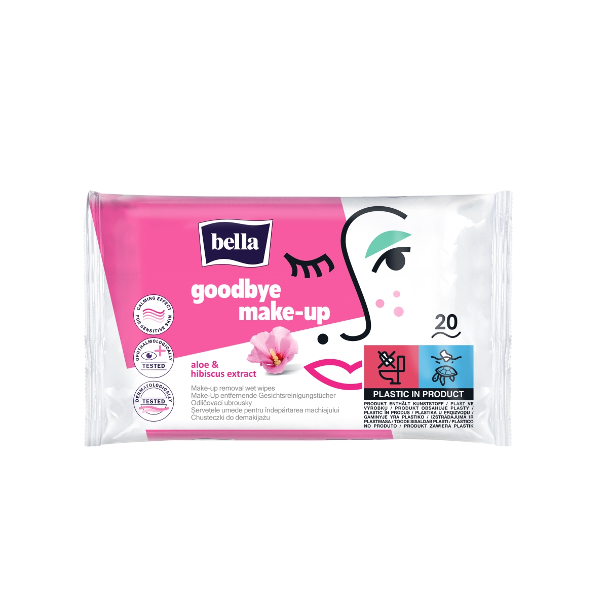BELLA mitrās salvetes kosmētikas noņemšanai, 20 gab. - Produkta attēls