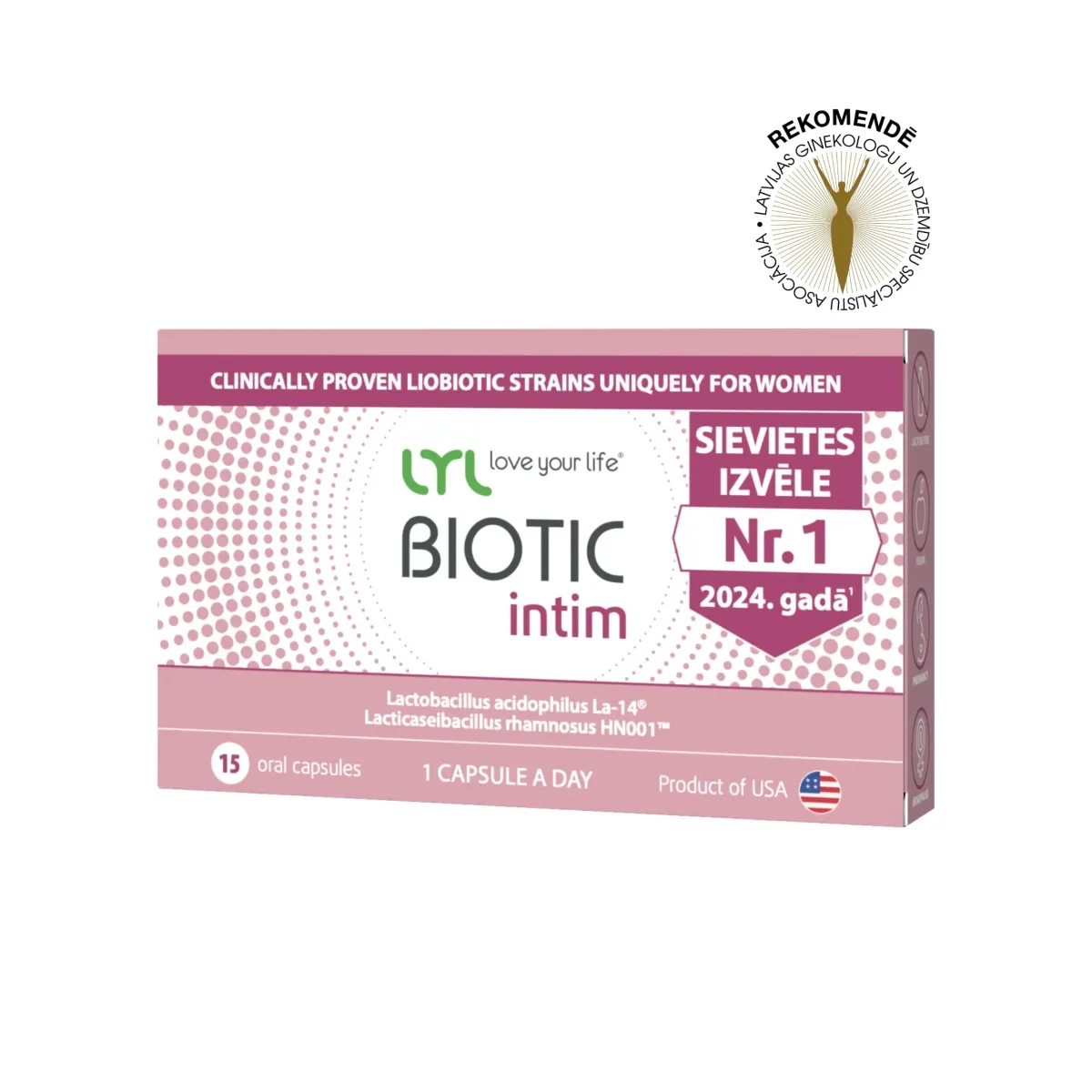 LYL BIOTIC intim, 15 kapsulas - Produkta attēls 1