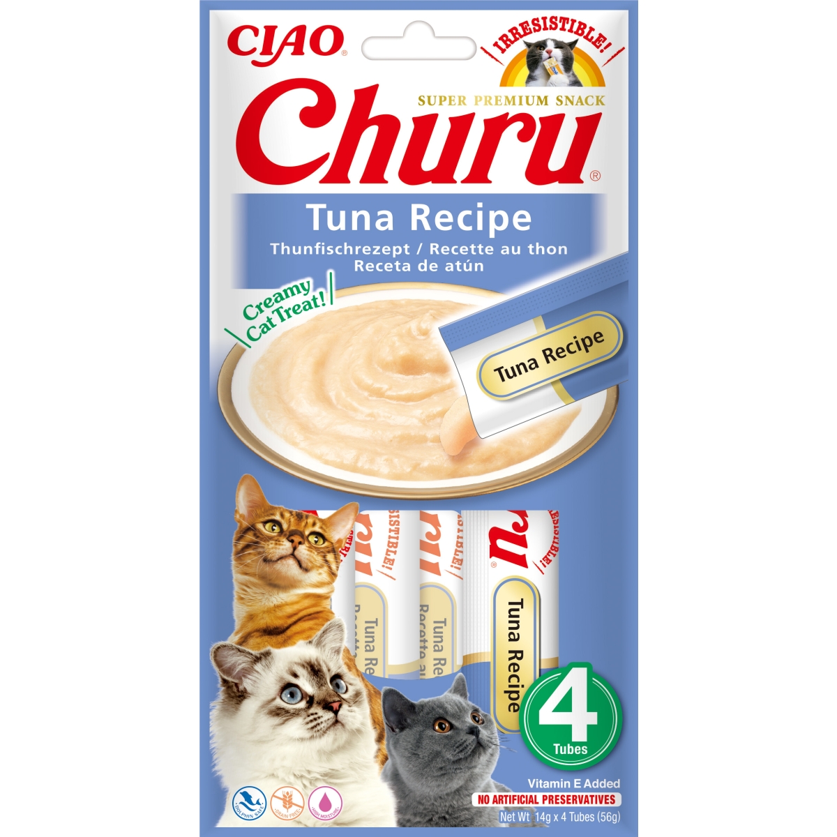 Churu biezenis kaķiem, tuncis 56g (14gx4) N12 - Produkta attēls