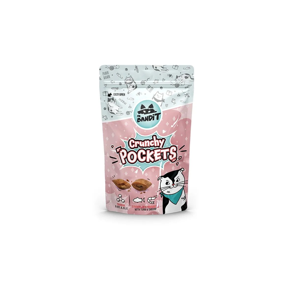 MR.BANDIT CAT KRAUKŠĶĪGI CEPUMI AR TUNČA UN GARNEĻU PILDĪJUMU 40G - Produkta attēls