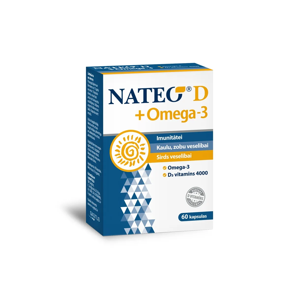 NATEO D PLUS Omega-3 SV4000  kapsulas, 60 gab. - Produkta attēls 1