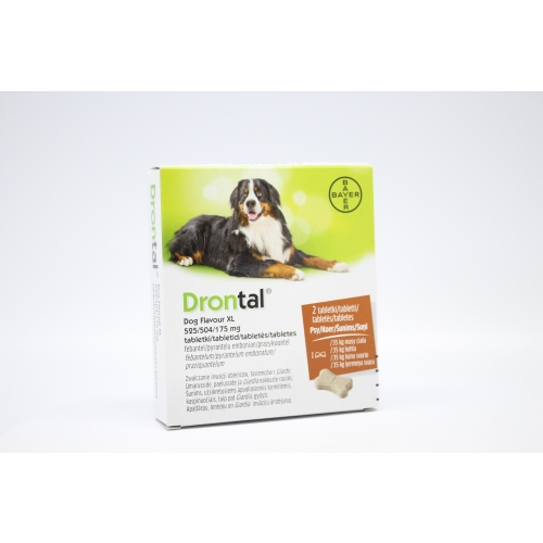 DRONTAL DOG FLAVOUR XL 525/504/175MG TABLETES N2 SUŅIEM