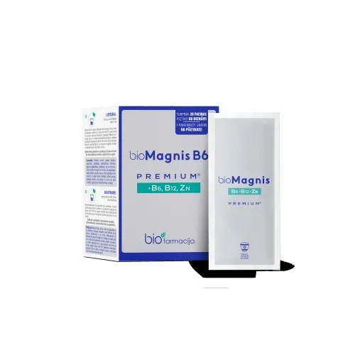 bioMAGNIJS B6 premium® +B6, B12 un Cinks pulveris, 28 gab.