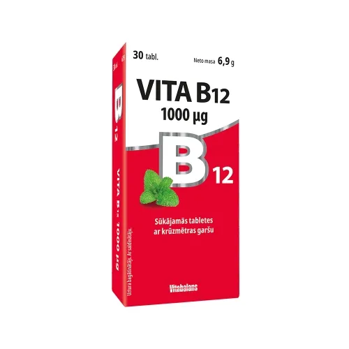 Vita B12 1000mg tabletes, 30 gab