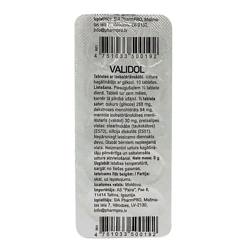 Validol tabletes N10