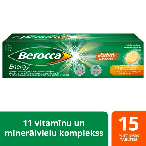 BEROCCA Energy putojošās tabletes, 15gab