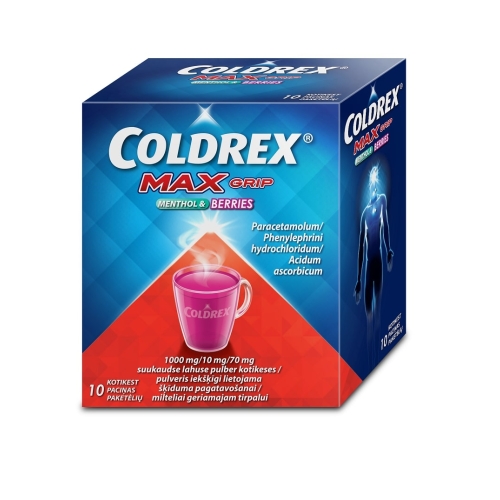COLDREX Maxgrip Menthol & Berries pulveris, 10 gab.