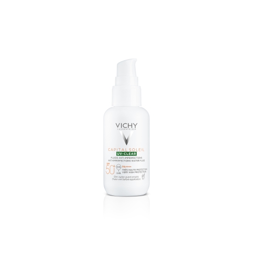 VICHY CAPITAL SOLEIL UV-Clear fluīds pret nepilnībām SPF 50+, 40 ml