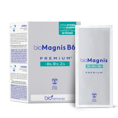 bioMAGNIJS B6 premium® +B6, B12 un Cinks pulveris, 28 gab.