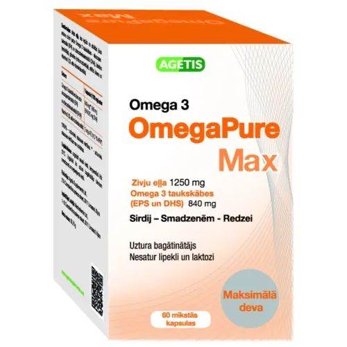 OMEGAPURE Max 1250 mg kapsulas, 60 gab.