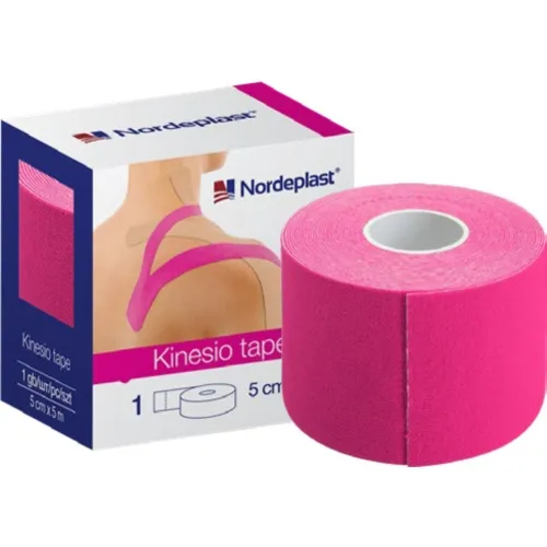 Kinezioloģiskais teips Nordepast 5 cm x 5 m rozā, 1 gab