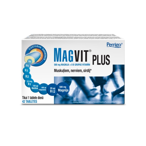 MAGVIT PLUS 500 mg magnija + 8 B grupas vitamīni, tabletes N42