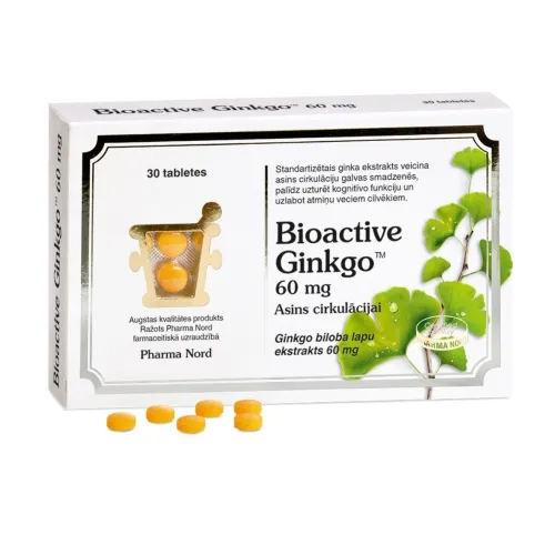 BIOACTIVE Ginkgo 60 mg tabletes, 30 gab.
