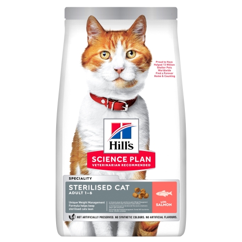 Hills kaķu sausā barība Sterilised lasis 1,5kg