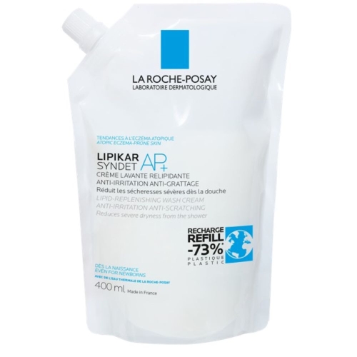 LA ROCHE-POSAY Lipikar Syndet AP+ īpaši delikāts ķermeņa mazgāšanas krēms uzpildes iepakojums, 400 ml