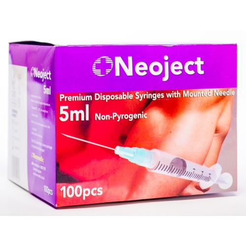 NEOJECT syringe 5 ml + adata 21 g, 100 gab.