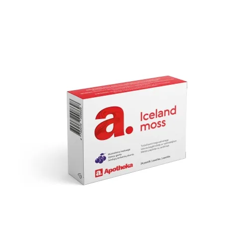 APOTHEKA Islandes ķērpja pastilas ar upeņu garšu, 24 gab.