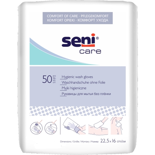 SENI CARE mazgāšanas cimdi bez plēves, 50 gab.