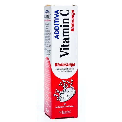 ADDITIVA Vitamin C Blutorange putojošās tabletes, 20 gab.