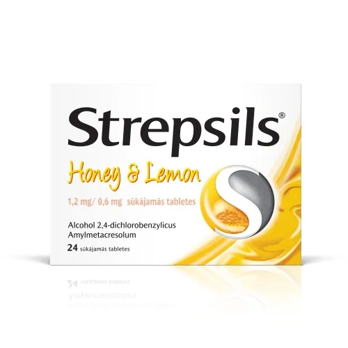 STREPSILS Honey & Lemon tabletes, 24 gab.