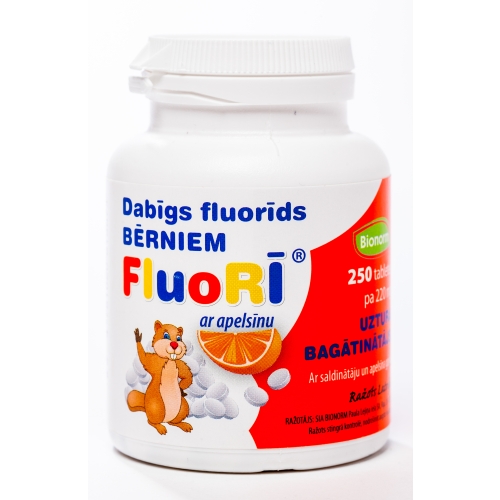 FLUORĪ 220 mg tabletes ar apelsīnu garšu, 250 gab.