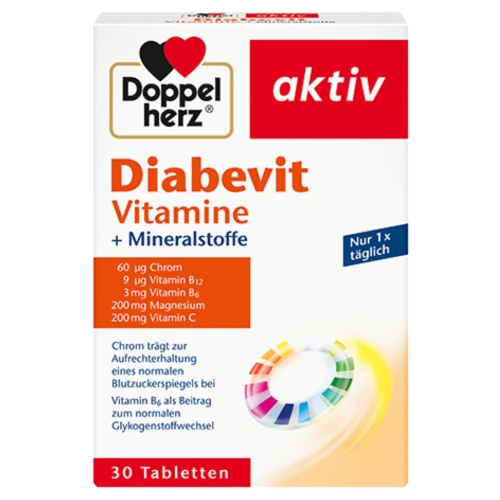 Doppelherz® aktiv Diabevit Vitamīni +Minerālvielas 30 gab.
