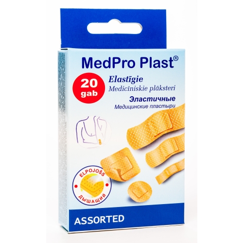 PLĀKSTERI MEDPRO PLAST ASORTI N20 ELASTĪGI