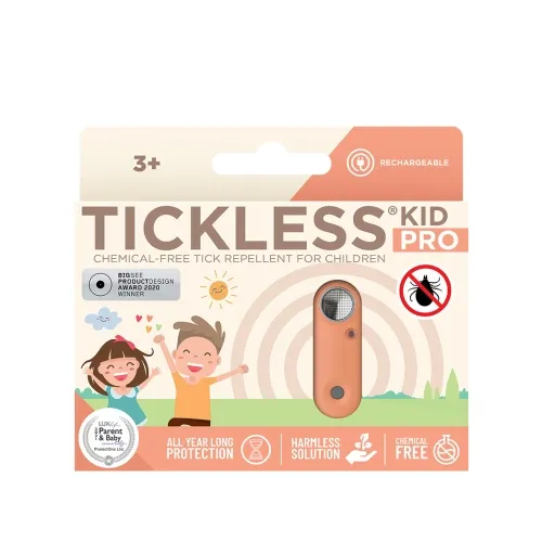 Tickless KID PRO ultraskaņas repelenta ierīce, persiku (USB lādējama)