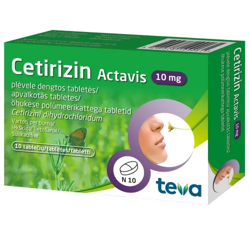 CETIRIZIN Actavis 10 mg tabletes, 10 gab.