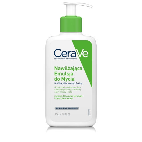 CERAVE mitrinoša emulsija normālas un sausas sejas un ķermeņa ādas mazgāšanai, 236 ml