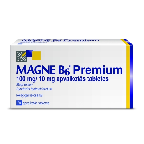 MAGNE-B6 PREMIUM 100MG/10MG APVALKOTĀS TABLETES N60