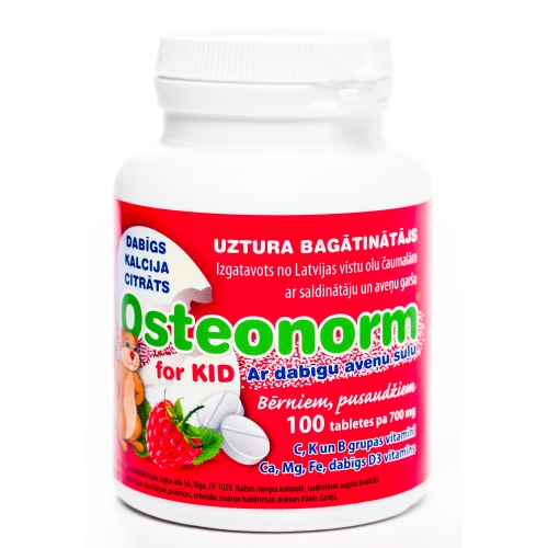 OSTEONORM For Kids 700 mg tabletes ar aveņu garšu, 100 gab.